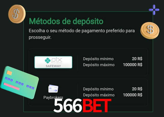 O cassino 566Bet oferece uma grande variedade de métodos de pagamento